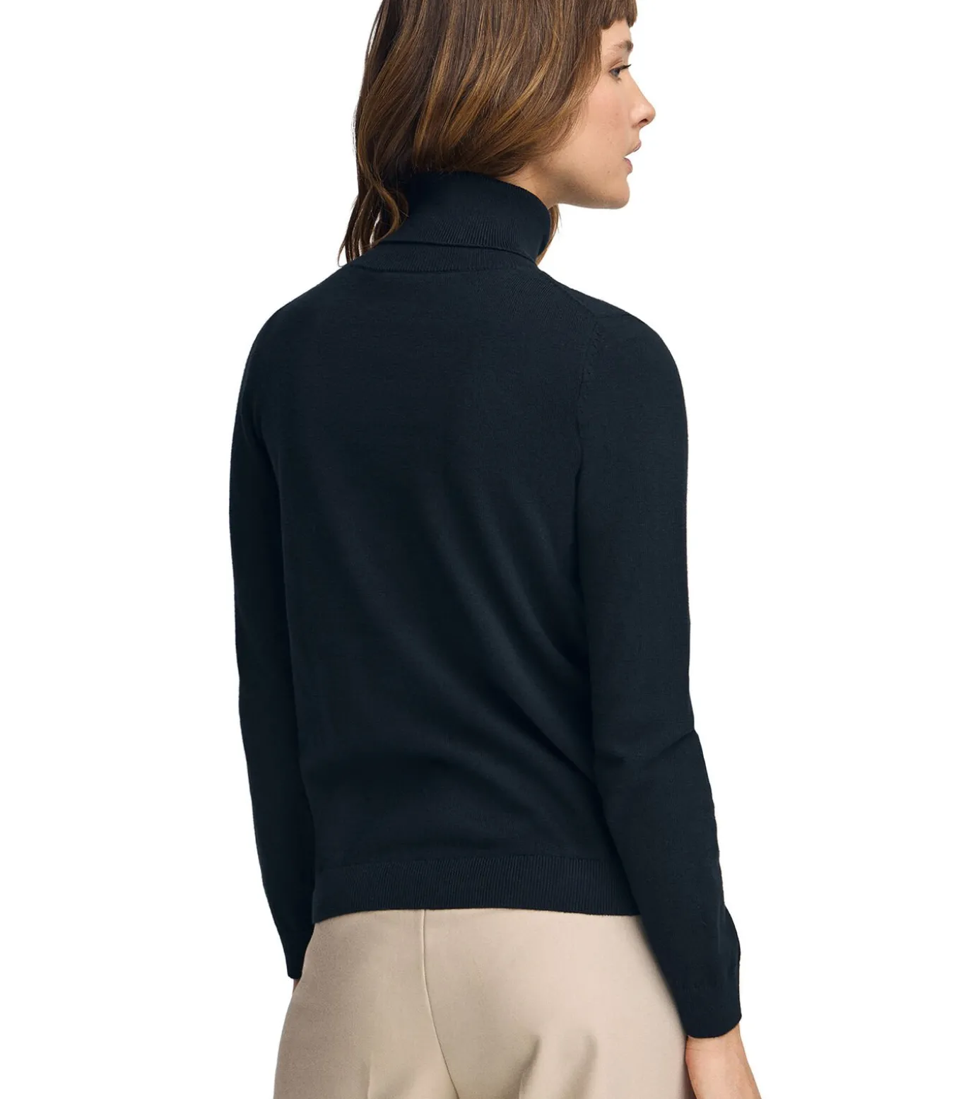 Marineblauwe coltrui van wolmix met geborduurd Rigby Go-logo