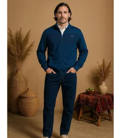 Marineblauwe trui met rits voor heren