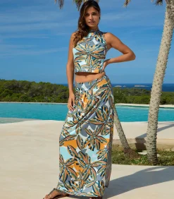 Maxi rok Palm - Caribbean Jungle