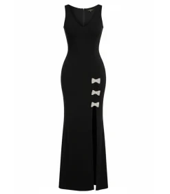 Maxi-jurk “Diamante Brooch Thigh Split Mermaid Maxi Dress”