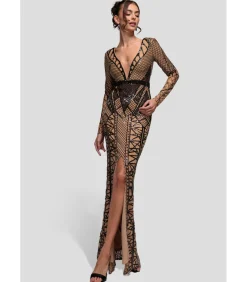 Maxi-jurk “Geometric Sequin Plunge Maxi”