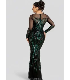 Maxi-jurk “Long Sleeve Sequin Flame Maxi”