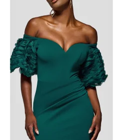 Maxi-jurk “Off The Shoulder 3D Puffed Sleeve Sweetheart Maxi Dress”