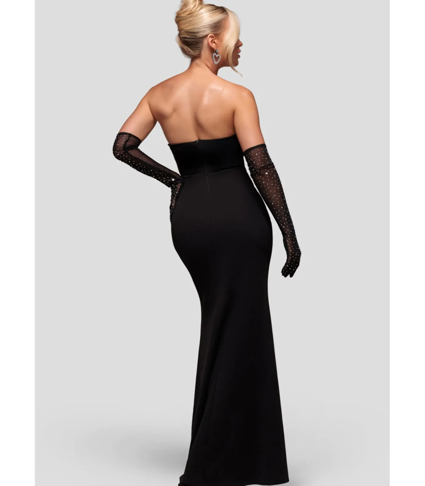 Maxi-jurk “Strapless Super Plunge Diamante Neck Maxi Dress”