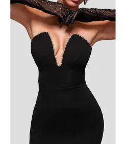 Maxi-jurk “Strapless Super Plunge Diamante Neck Maxi Dress”