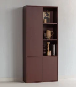 Merel opbergkast - Grenen - Bordeauxrood - 100x200x44