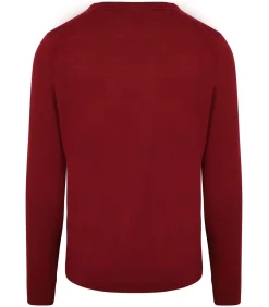 Merino Pullover V-Hals Donkerrood