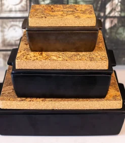 Met deksel en kurk - Ovenschotel 20x13,5x8,5cm - Zwart