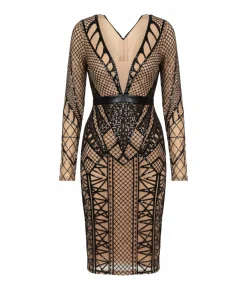 Midi-jurk “Geometric Sequin Plunge Midi”