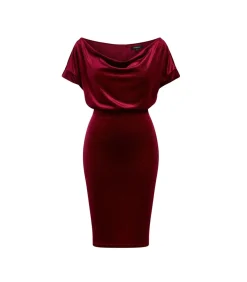 Midi-jurk “Glitter Velvet Cowl Neck Sheath Midi Dress”