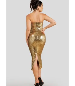 Midi-jurk “Liquid Sequin Boobtube Midaxi With Corsage”
