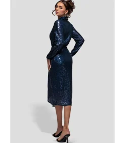 Midi-jurk “Sequin Front Split Shirt Dress”