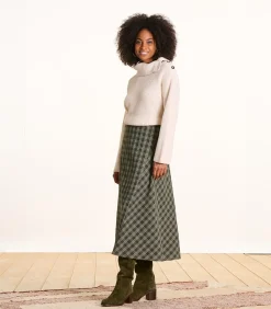 Midirok met kaki ruitjes