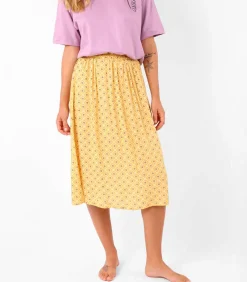 Midi-vloeiende en bedrukte rok RAVINA