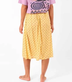 Midi-vloeiende en bedrukte rok RAVINA