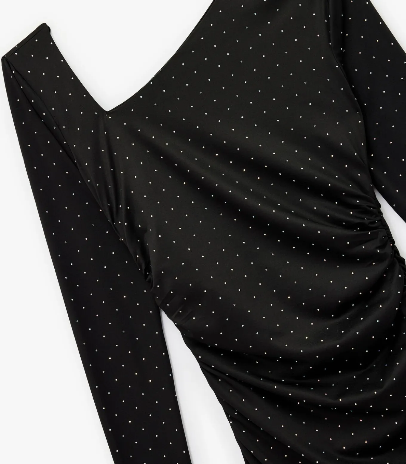 Mini-jurk Asymmetrische Halslijn Lange Mouwen Strass