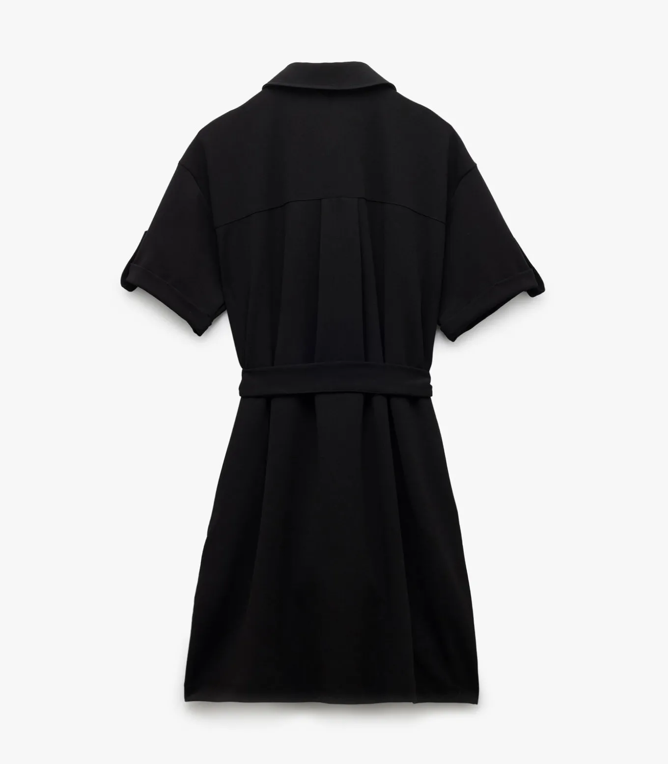 Mini-jurk Polo Kraag Korte Mouwen Zwarte Knoopsluiting