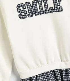 Mini-lengte Met gebruik van twee verschillende stoffen Jurk