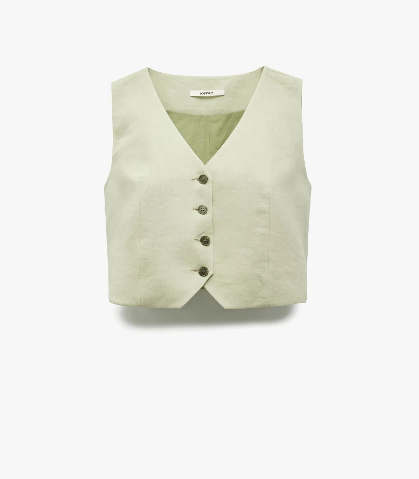 Mouwloze Linnen Blazer Yelek met Knoopsluiting