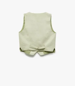 Mouwloze Linnen Blazer Yelek met Knoopsluiting