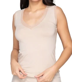 Mouwloze V-hals top Cotton Touch