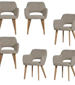 Murat Eetkamerstoelen Houten Naturel Poot - Naturel - Set van 6