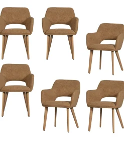 Murat Eetkamerstoelen Houten Naturel Poot - Geel - Set van 6