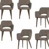 Murat Eetkamerstoelen Houten Bruine Poot - Taupe - Set van 6