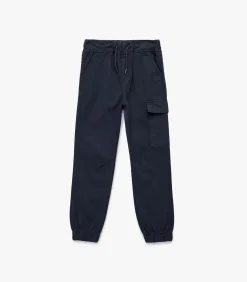 Navy Jongens Katoenen Cargo Broek Met Trekkoord