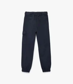Navy Jongens Katoenen Cargo Broek Met Trekkoord