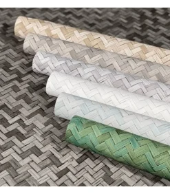 Noordwand Behang Botanica Rattan Wickerwork zwart en grijs