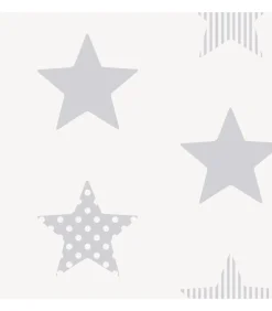 Noordwand Behang Kids @ Home Superstar zilverkleurig en wit