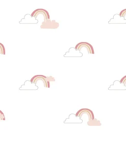 Noordwand Behang Mondo baby Rainbows wit en roze