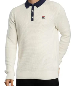 Nowell Wafelgebreid Poloshirt Met Lange Mouwen