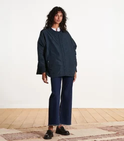 Omkeerbaar blauw donsjack met afneembare capuchon