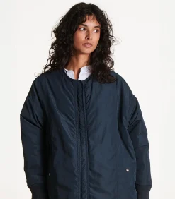 Omkeerbaar blauw donsjack met afneembare capuchon