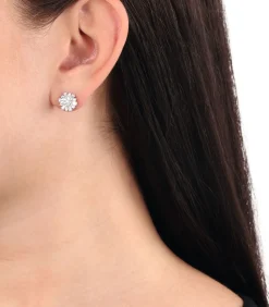 Oorbellen voor dames, 925 Sterling zilver, zirkonia synth.