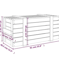 Opbergbox 91x40,5x42 cm massief grenenhout