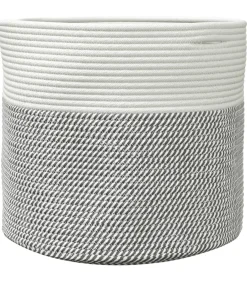 Opbergmand Ø 40x35 cm katoen grijs en wit