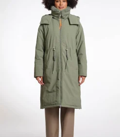 Outdoorjas met afneembare imitatiebontkraag Groen essen 42