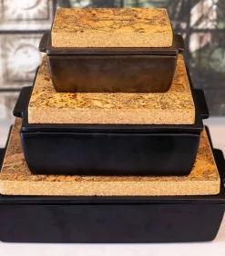 Ovenschotel met deksel en kurk 27x24x10cm zwart
