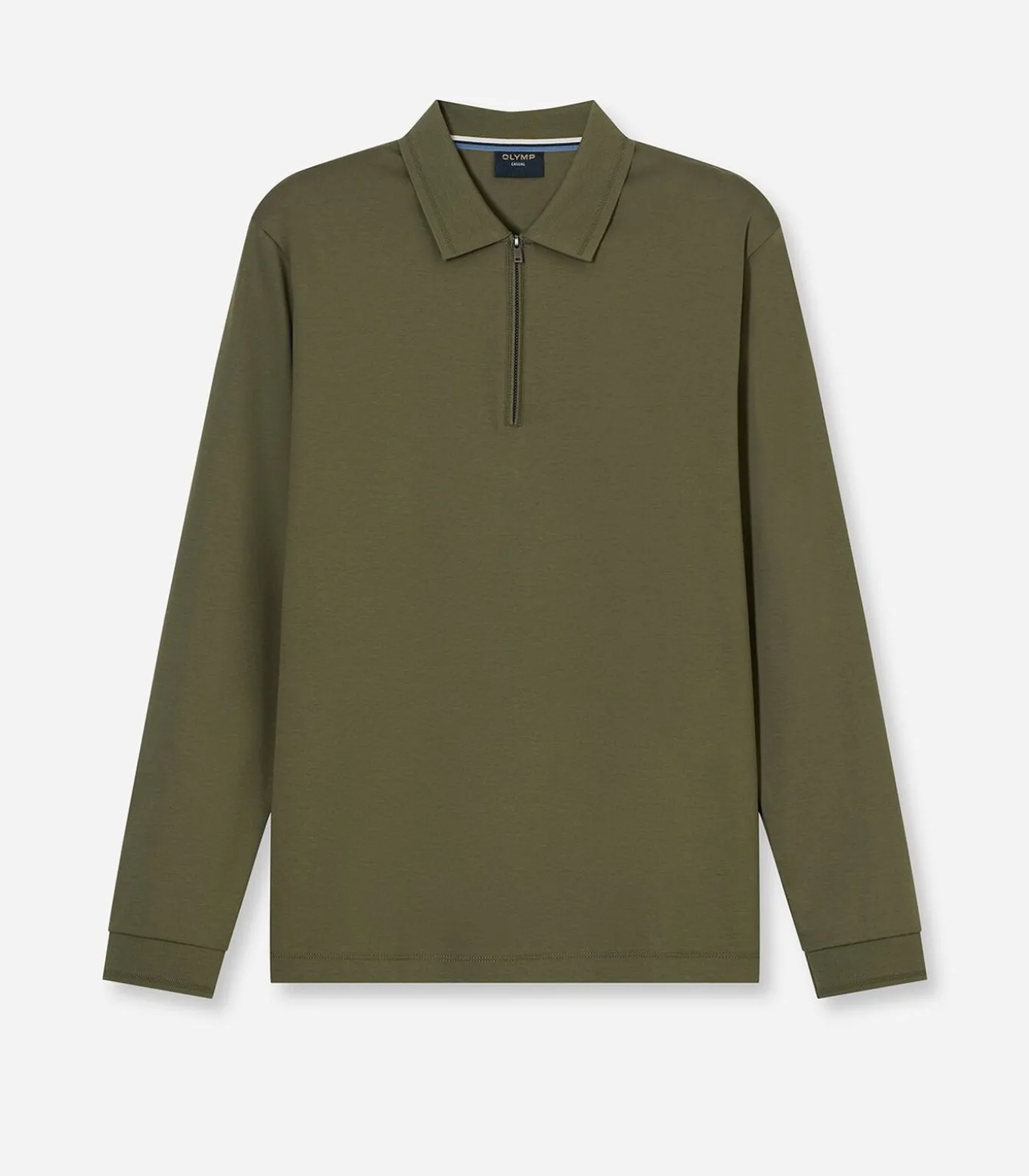 Overhemd Zip Pullover Olijfgroen
