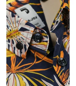 Overhemd met korte mouwen en bladerenprint