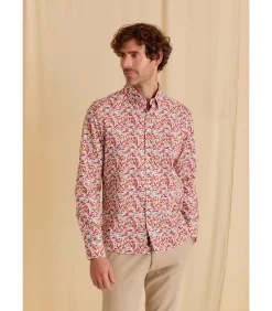 Overhemd met lange mouwen en bladerenprint