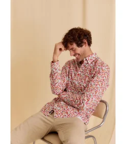 Overhemd met lange mouwen en bladerenprint