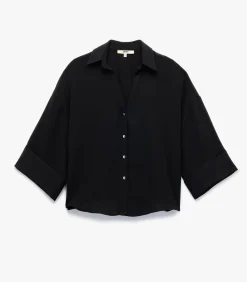 Oversized Blouse Zwart 3/4 Mouwen