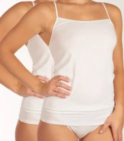 2-Pack dames spaghetti hemdjes - Organic 95/5 - Basics - Dames singlets met spaghetti bandjes - Biologisch katoen