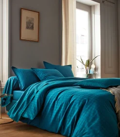 PALACE Bleu paon - Laken Jacquard katoen