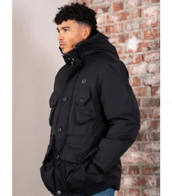 Patch pocket puffer jacket - black