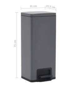 Pedaalemmer met anti-vingerafdruk 30 L RVS grijs